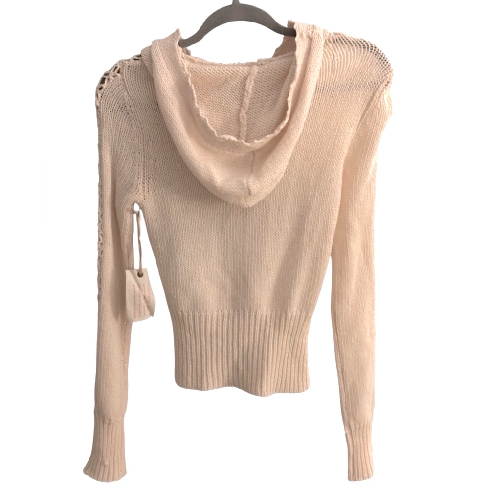 Anthropologie Sleeping On Snow Crochet Hooded Buttondown Cardigan/Sweater Size S - Picture 4 of 7